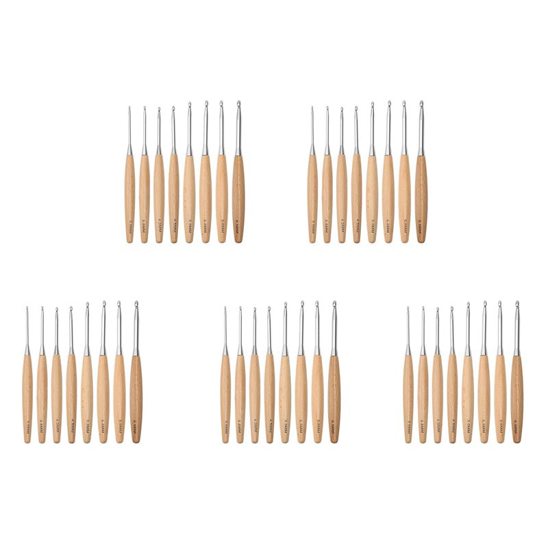 Wooden Crochet Hooks Ergonomic Handle - ABJI-Set di 40 Uncinetti in Legno